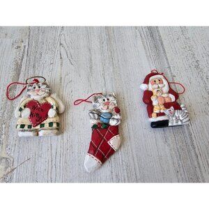 Vintage Eddie Walker cat Santa ornament‎ angel kitten stocking